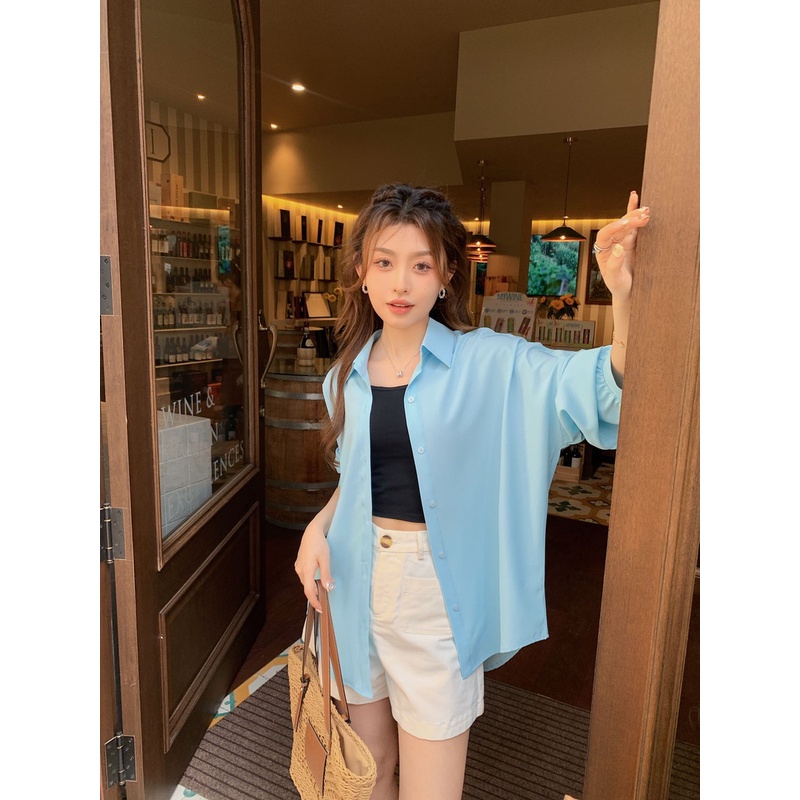 【线下199】夏季新款！马卡龙遮阳薄款衬衫~休闲凉感百搭！