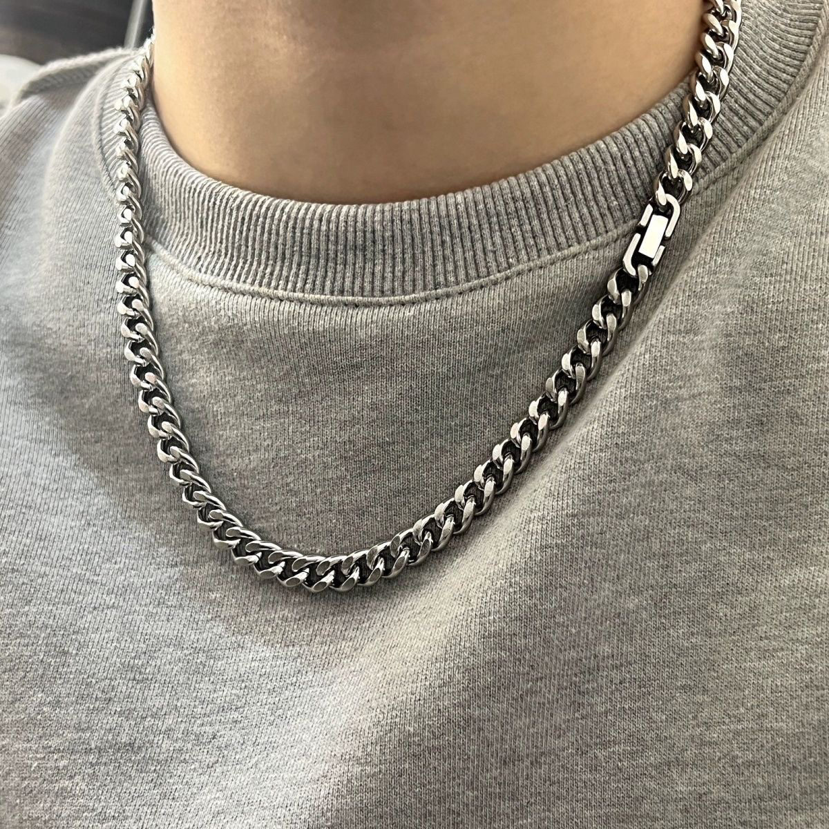 钛钢项链 欧美古巴链项链锁骨链潮男简约个性街头百搭不掉色情侣