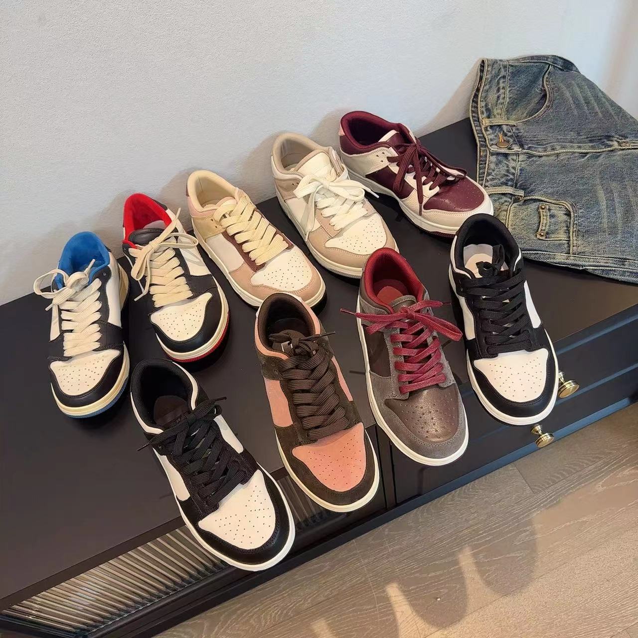 DAABAE GOOD  招牌i熊猫鞋 小牛皮拼色休闲板鞋 7528-8