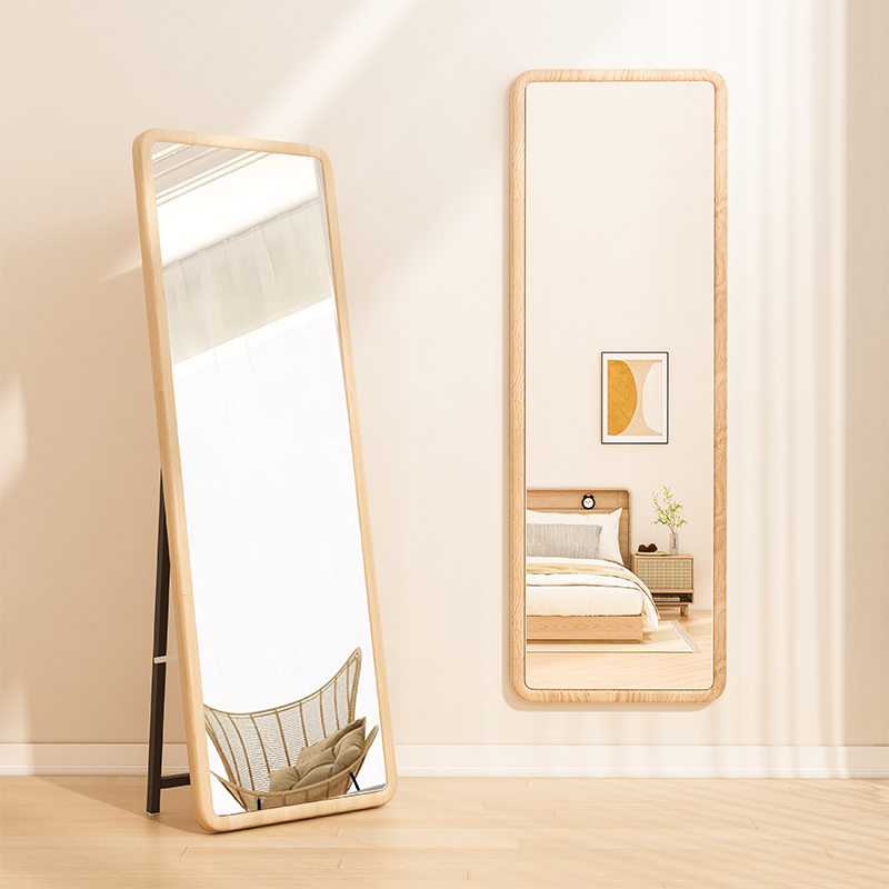 全身镜落地镜家用实木可全身镜立式穿衣镜女生试衣镜梳妆镜子简约