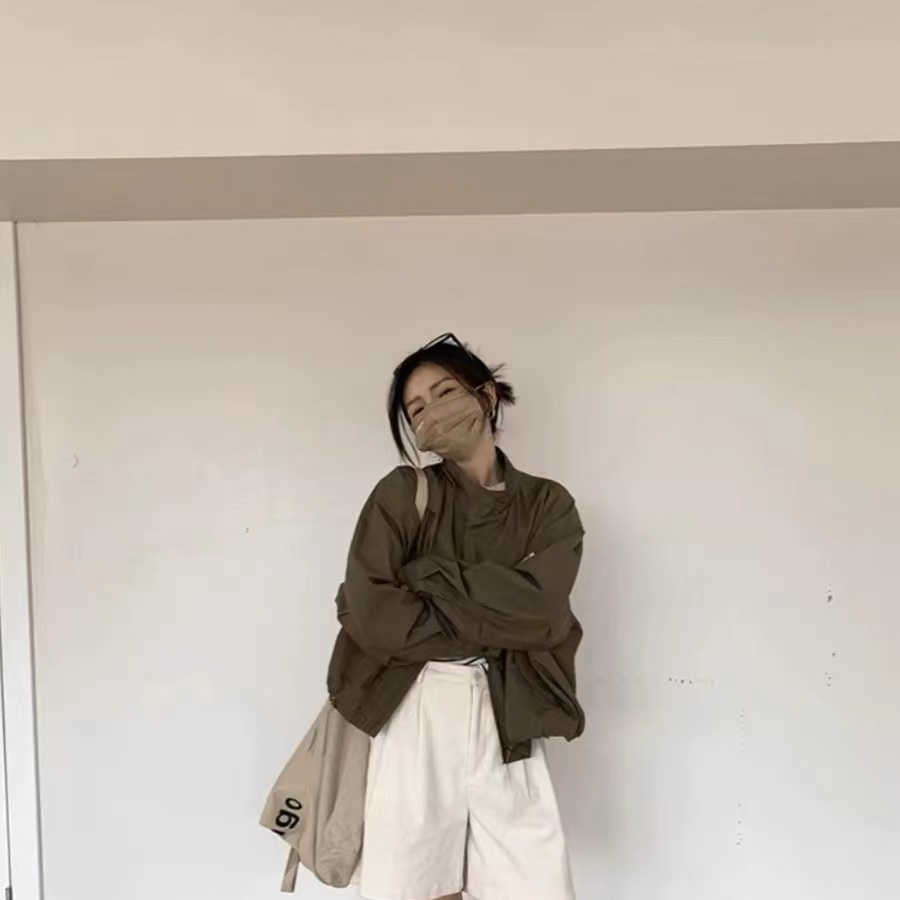 时尚休闲百搭长袖宽松简约纯色韩版外套nice服饰店抽绳网红