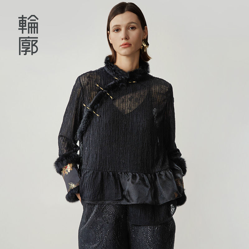 轮廓新中式针织小衫宫廷国风气质时尚复古衬衫上衣女L243Y037