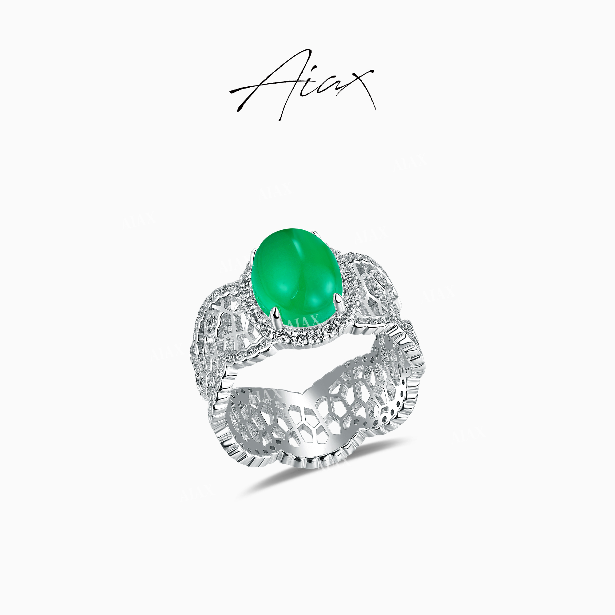 AIAX 925银 出游季 【夏上新】国潮【东方烟雨】镶嵌戒指TSS7609