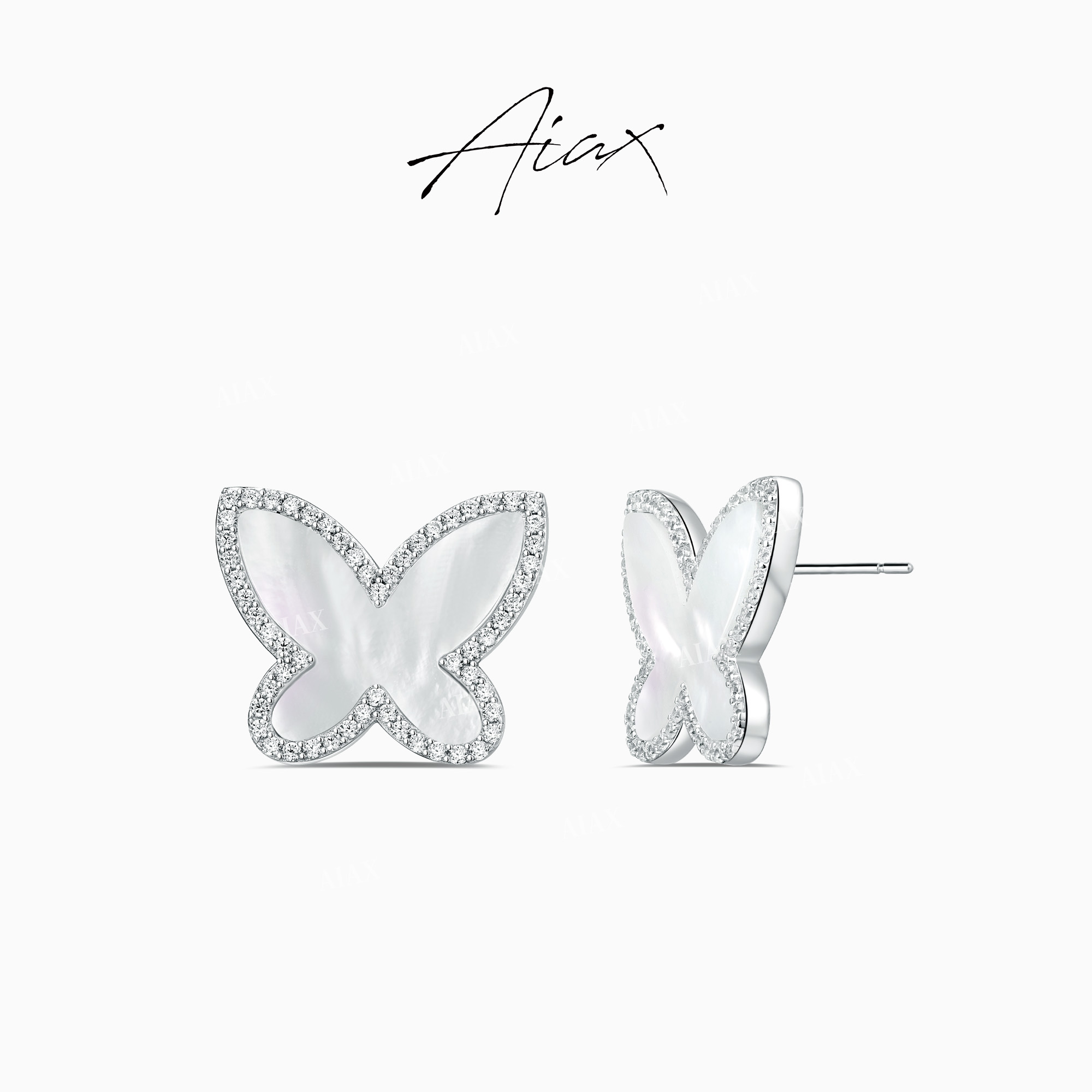 AIAX 925银 流光风 英国小香风手工轻奢温柔风蝴蝶耳环TSL454