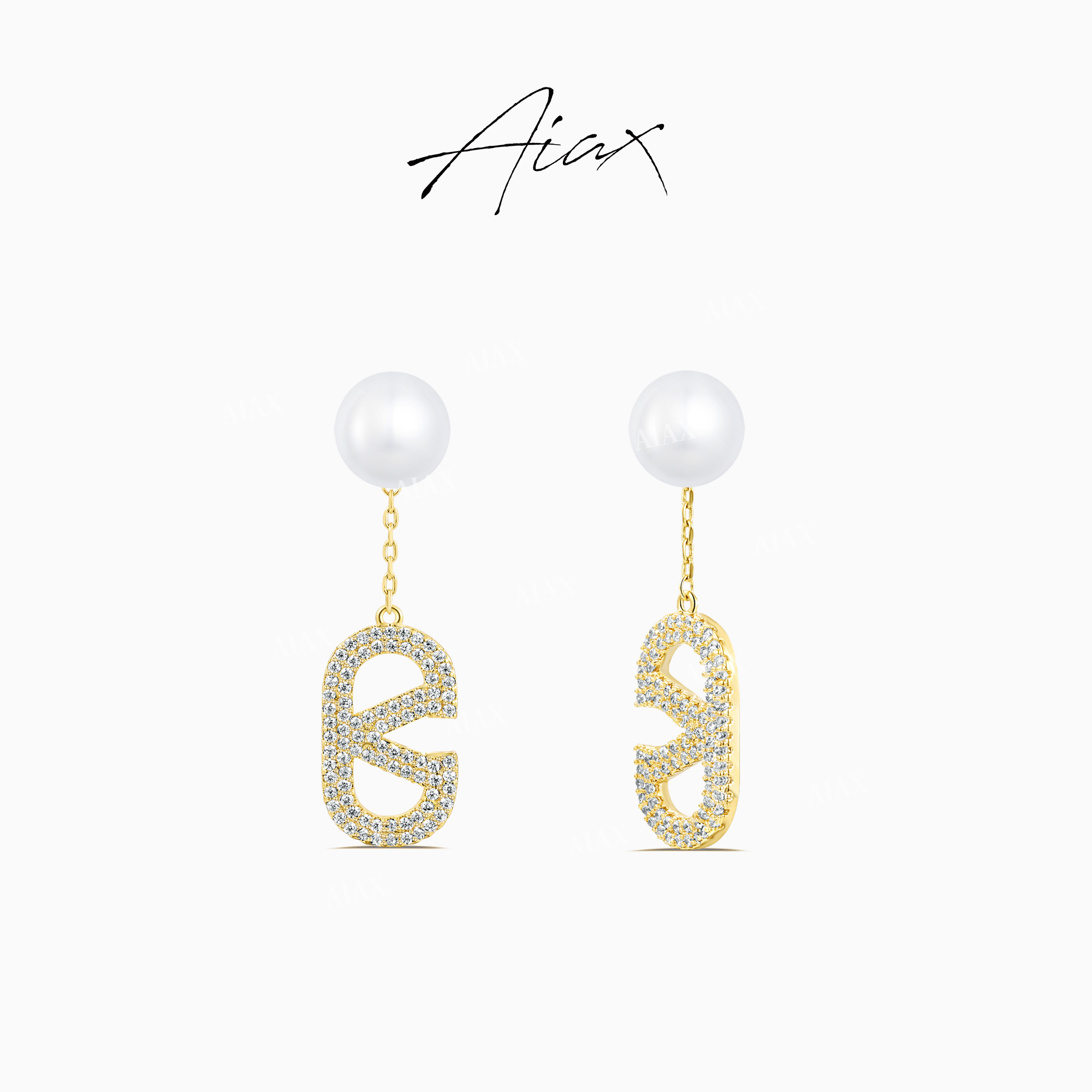 AIAX  出游季  轻奢素款小众手工透雕字母珠珠耳环TSL543