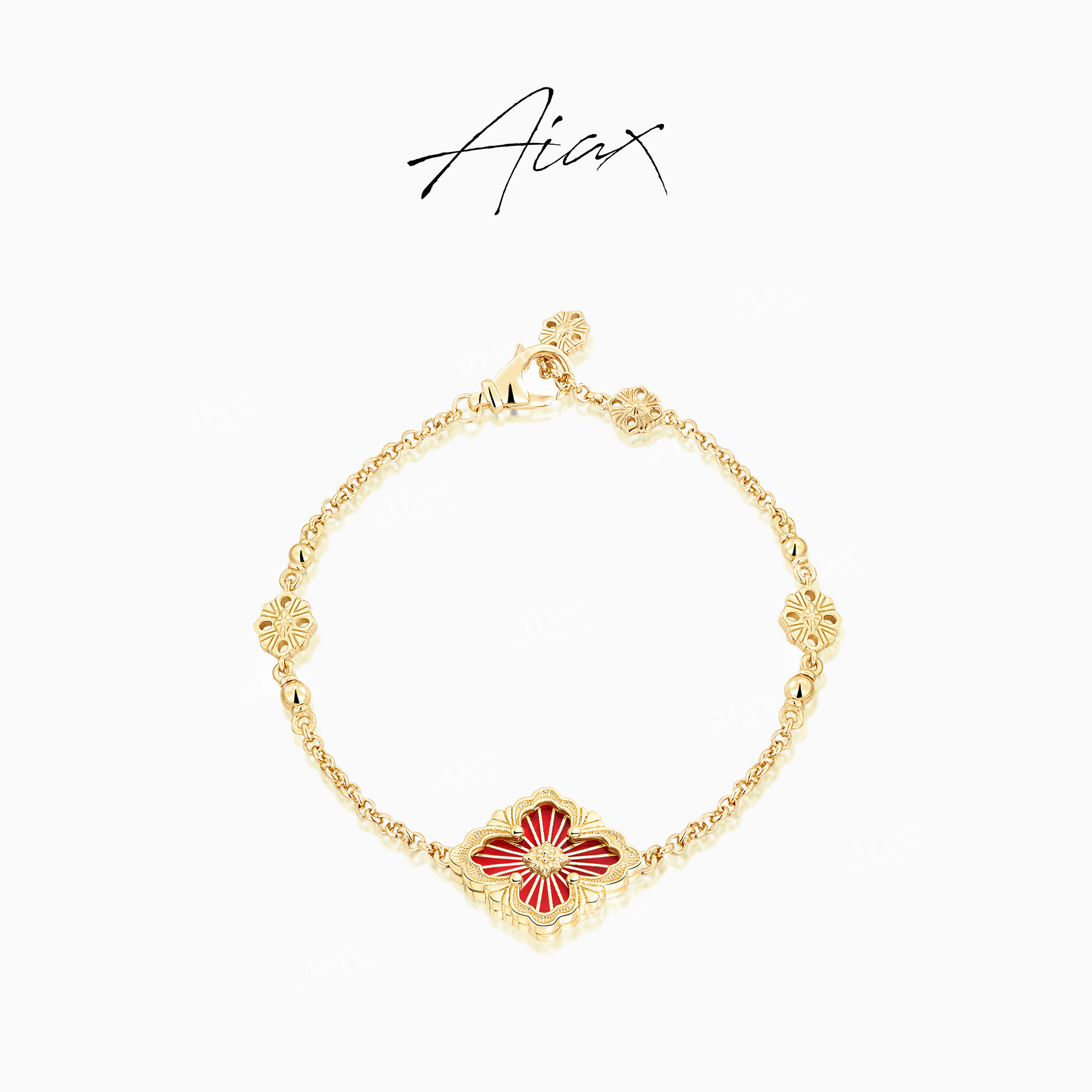 AIAX 925银 流光风 【歌剧·薄纱】织纹蛇年红色手链TSS7245