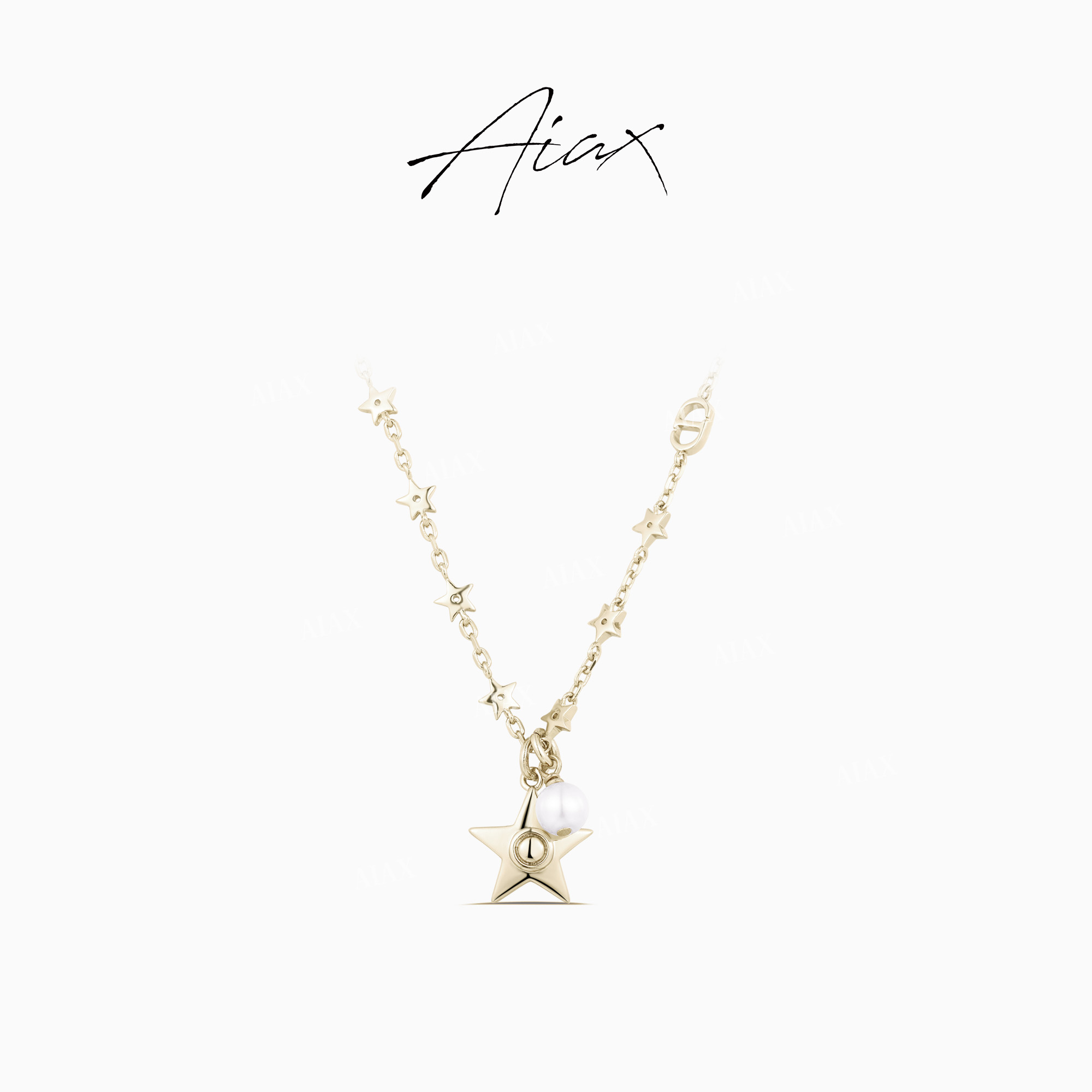 AIAX 出游季 星星温柔气质百搭咖啡金色五角星珠珠项链TSJ9333