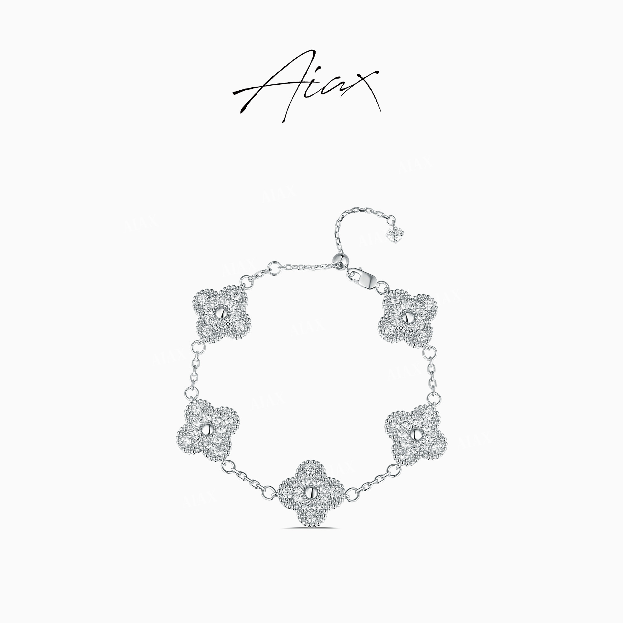 AIAX 925银 出游季 百搭气质轻奢ins风时尚五颗花时尚手链TSS7159