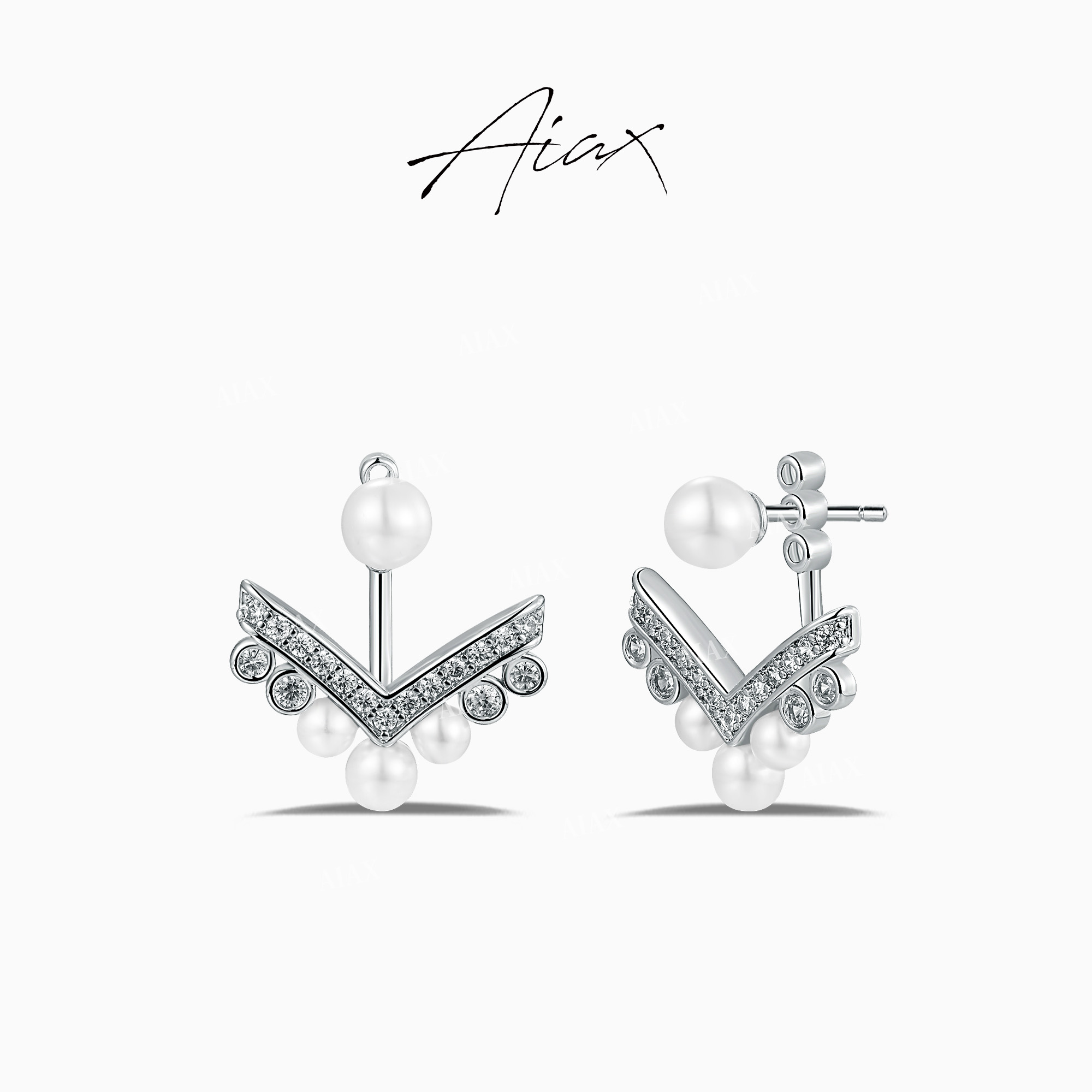 AIAX 出游季 时尚轻奢百搭气质经典皇冠珠珠耳环TSL1223