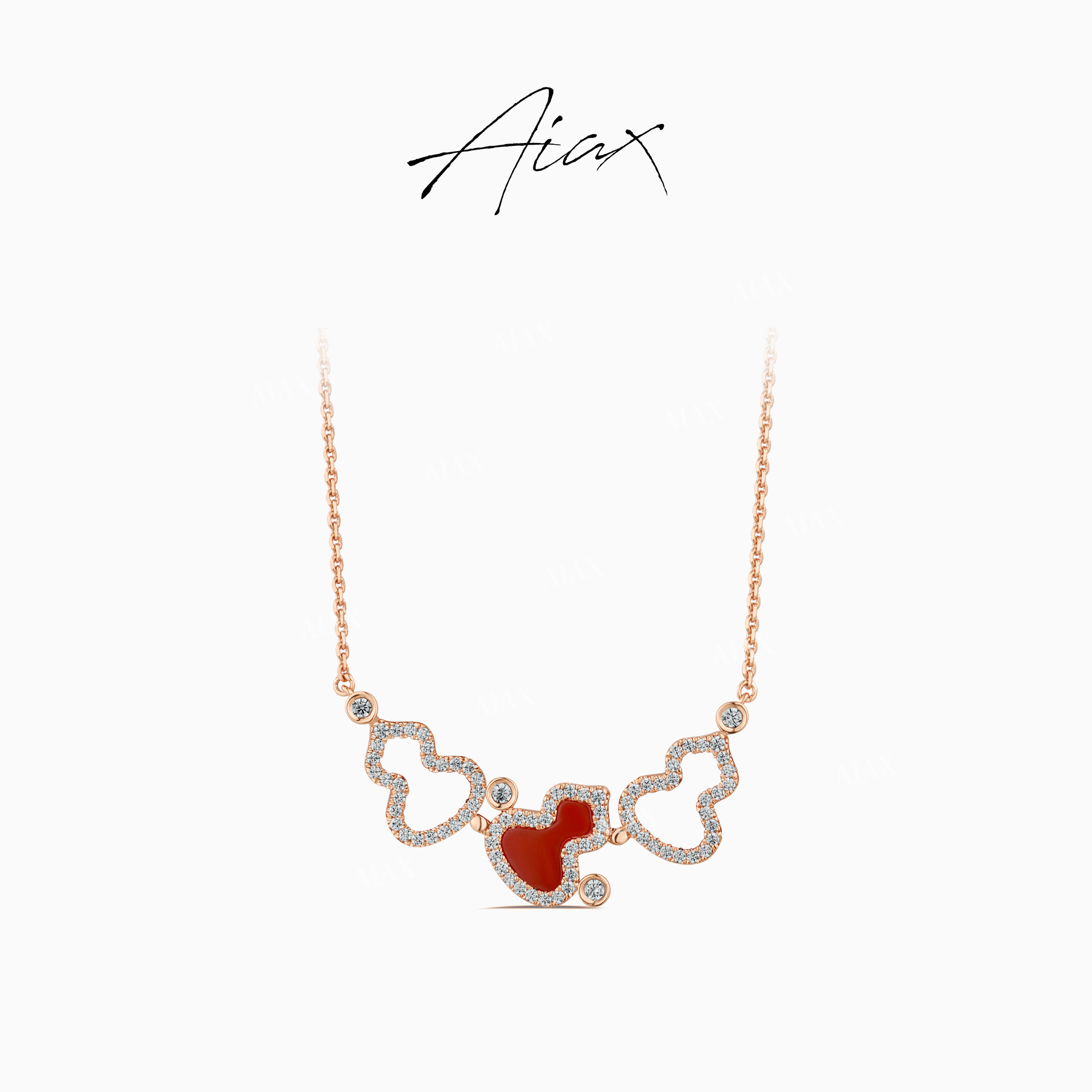 AIAX 925银 出游季 传统敦煌莫高窟精美蛇年红色项链TSJ9390