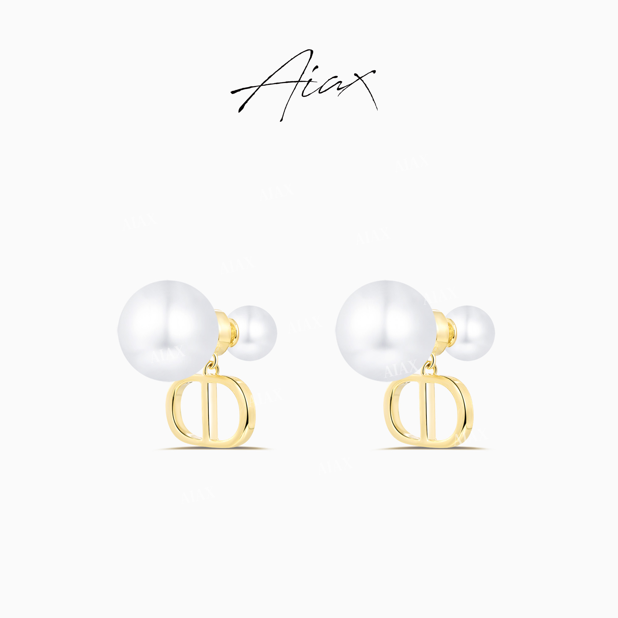 AIAX 出游季 法国法式经典时尚复古字母珠珠气质耳环TSL455