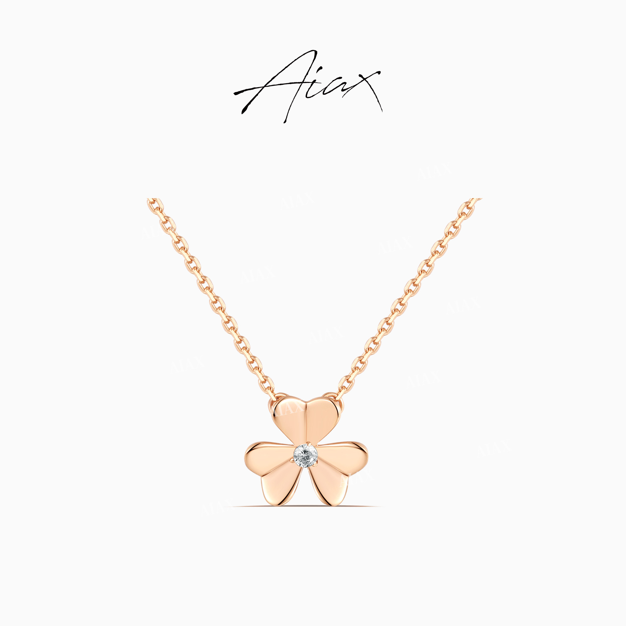 AIAX 925银 镀K金 【三叶草】设计立体轻盈花朵项链TSJ9409