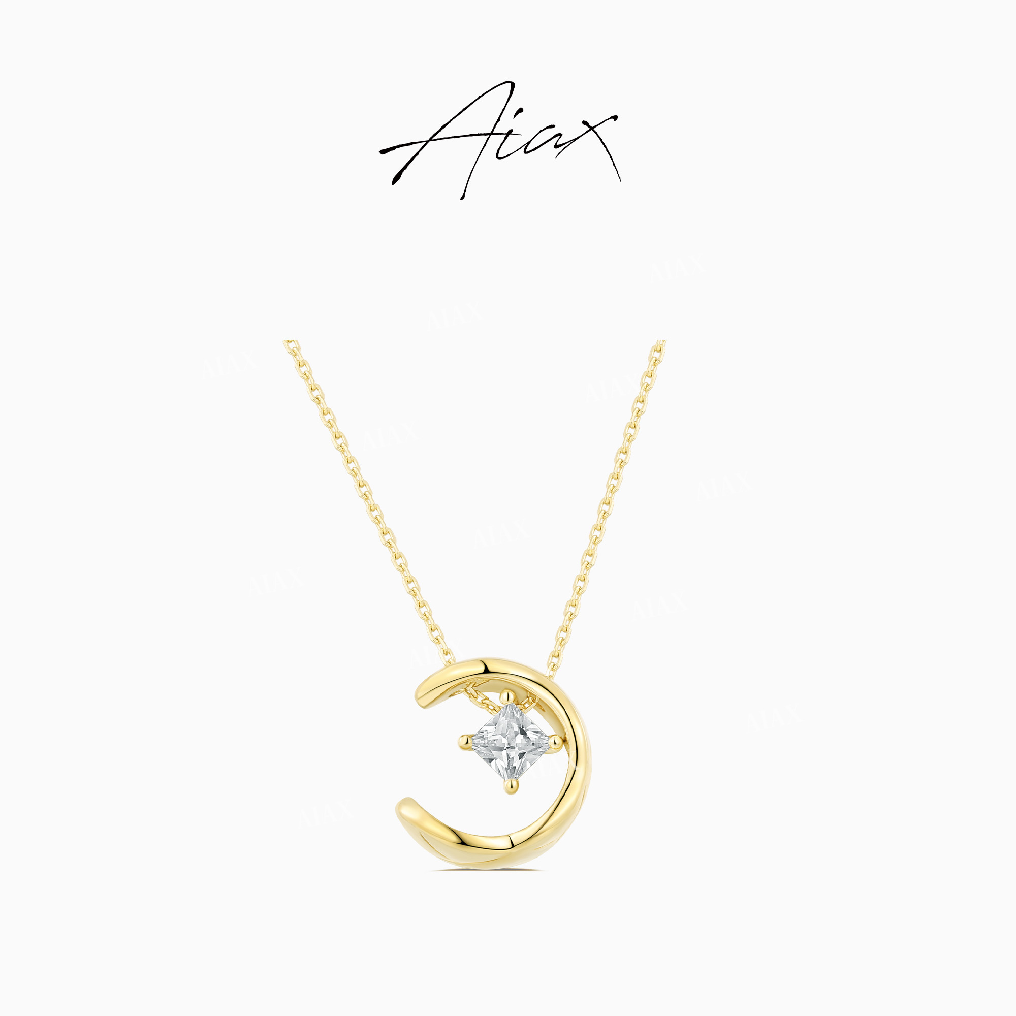 AIAX 925银 出游季 轻奢气质菱格星月ins时尚项链TSJ9193