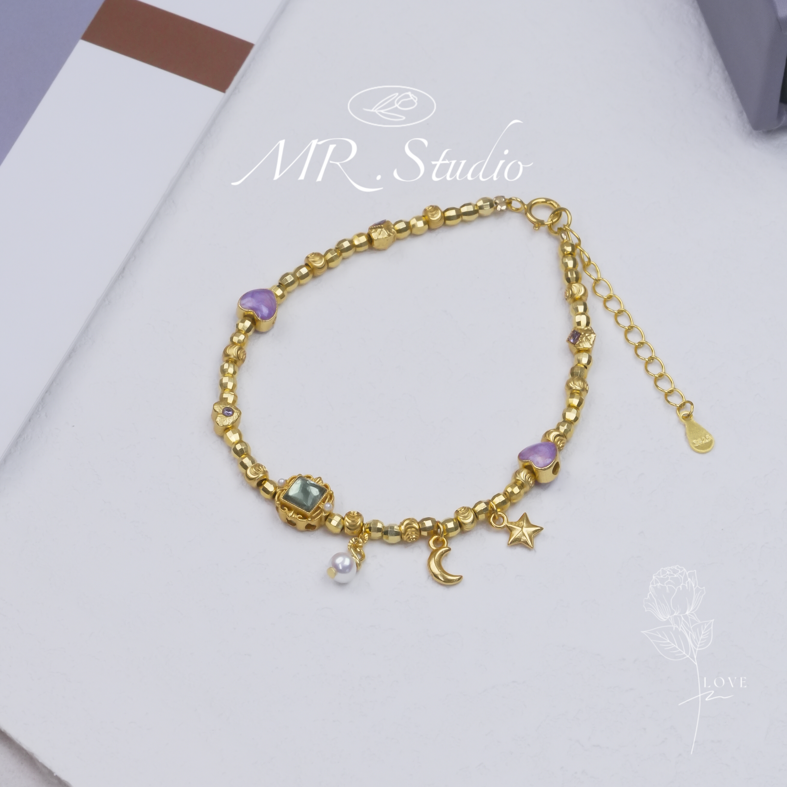 925银手链 木润【星月神话】S925银镀金烧蓝手链