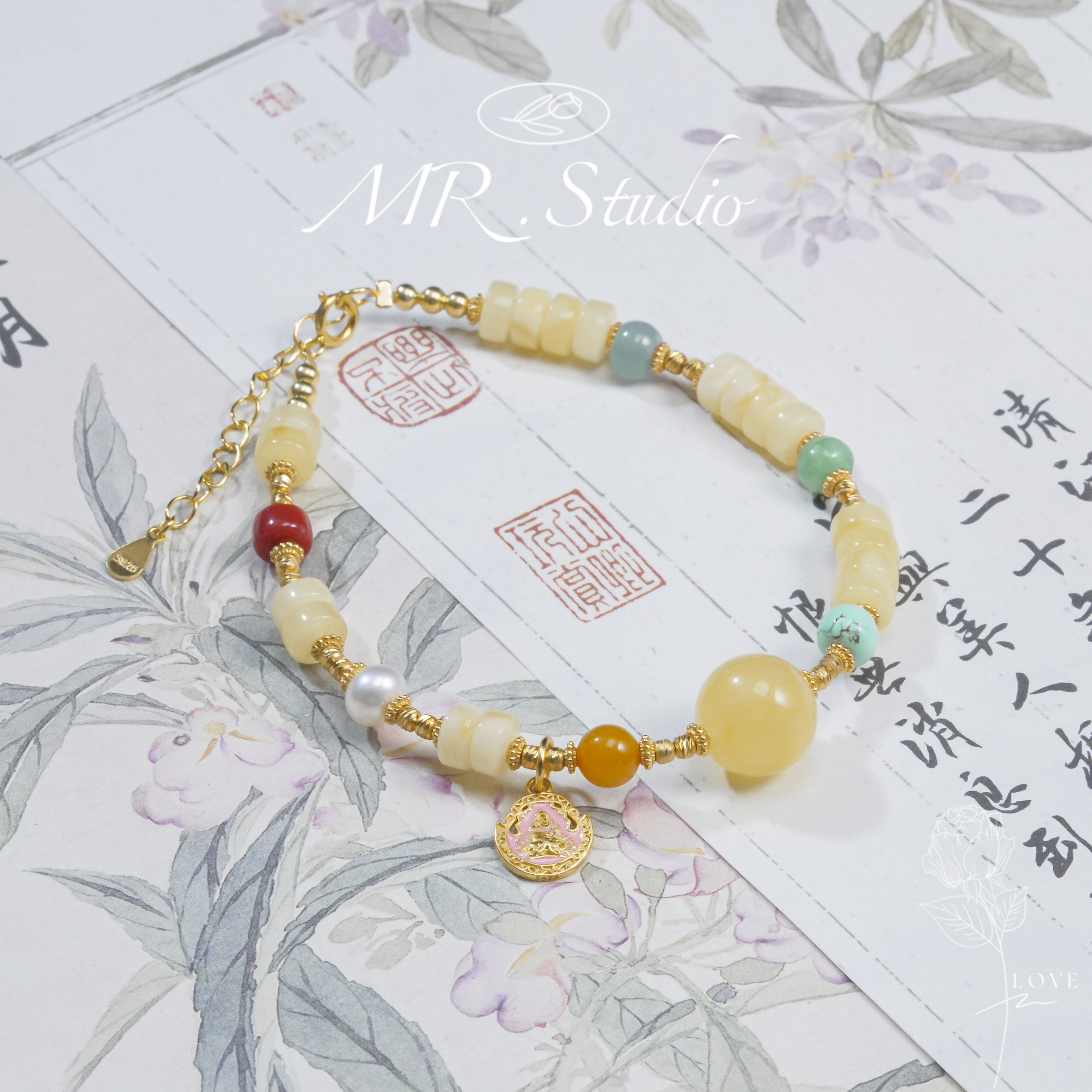 木润【蜜蜡】蜜蜡直切多宝手链