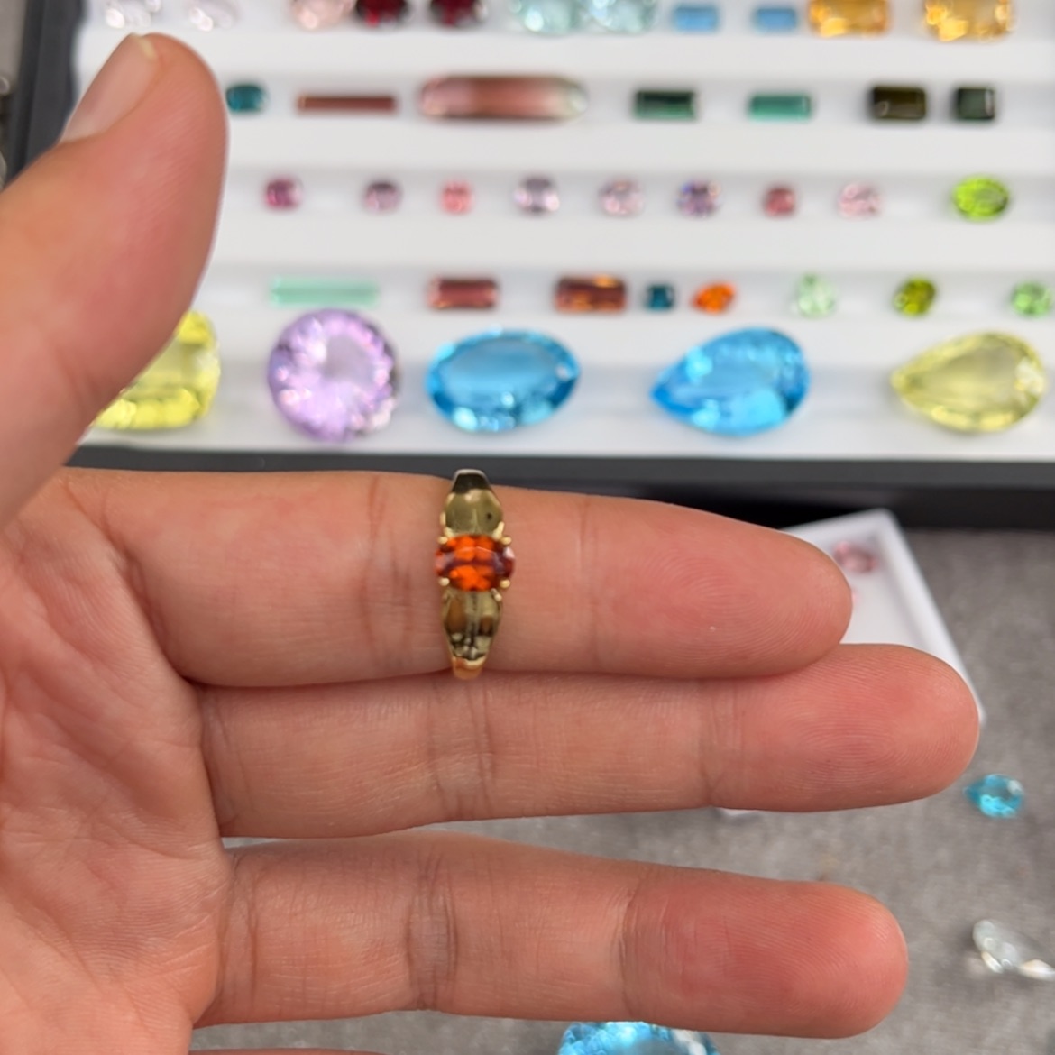 【闪购商品】石榴石（芬达石）戒指银S925镶嵌拿****?