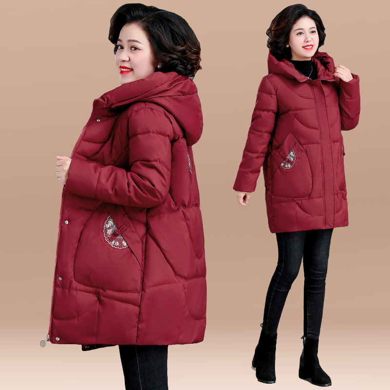 50岁大码胖妈妈棉袄女妈妈冬装外套中老年人棉服宽松中长款棉衣女