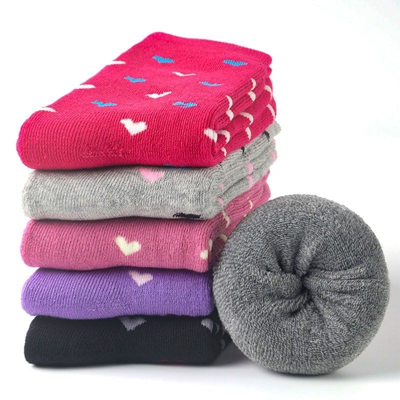 10双保暖袜子女中筒棉袜加厚加绒秋冬季妈妈松口毛圈毛巾中老年