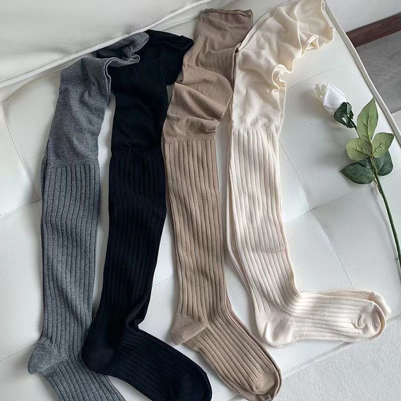 纯色堆堆过膝袜女秋冬长筒袜日系j压力瘦腿高筒网红拼接大腿长