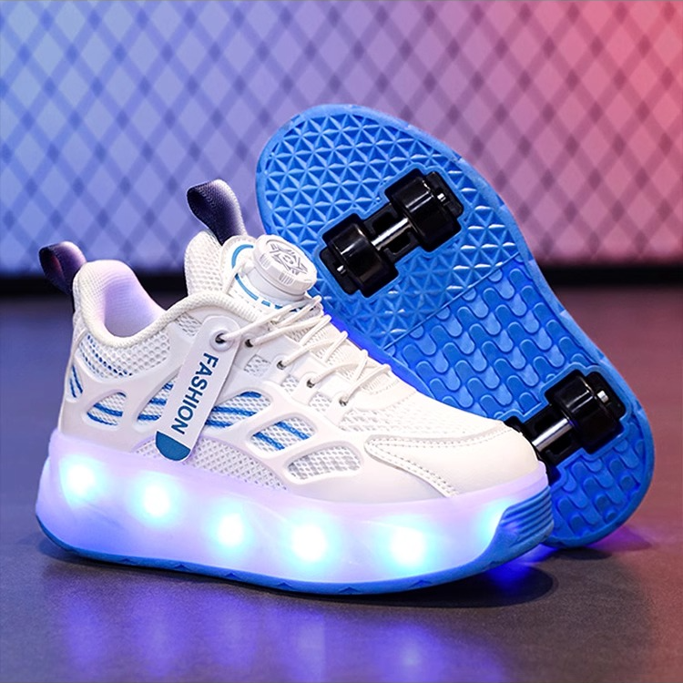 36I°断码暴走鞋男童四轮儿童四季运动溜冰鞋中大童闪灯可收轮滑鞋