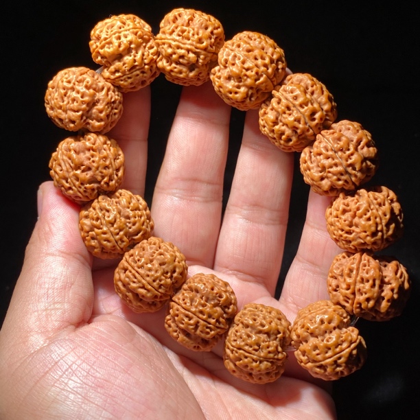 H6-23大金刚爆肉梅花满蜂窝玉化水晶皮大金刚手串