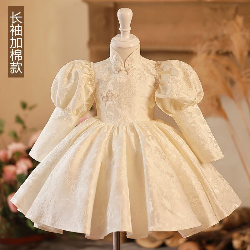 【小扬哥推荐】儿童礼服公主裙白色钢琴演奏演出服女童中国风周岁