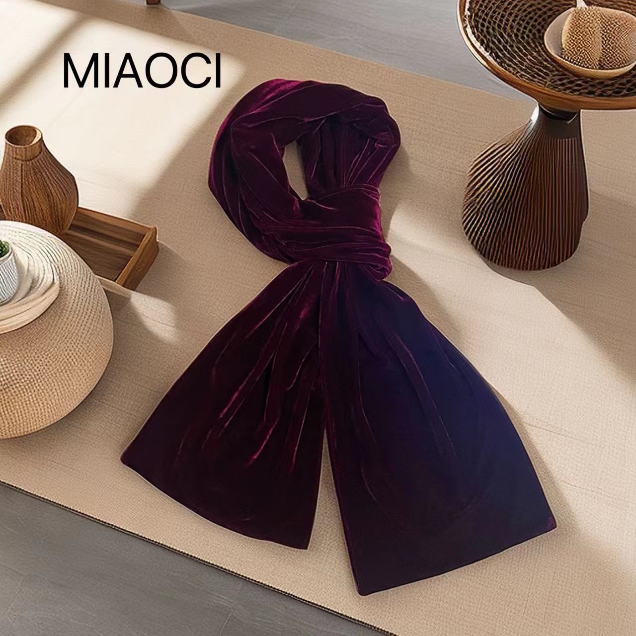 【MIAOCI】929时尚百搭彩色保暖丝绒围巾