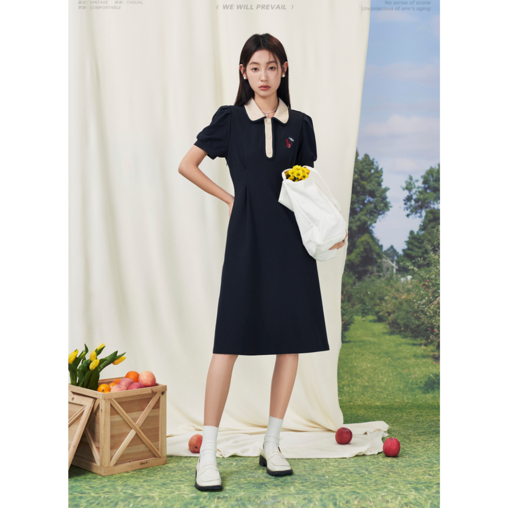 【年终狂欢购】初语时尚气质法式显瘦连衣裙针织掐腰裙中长裙T恤裙