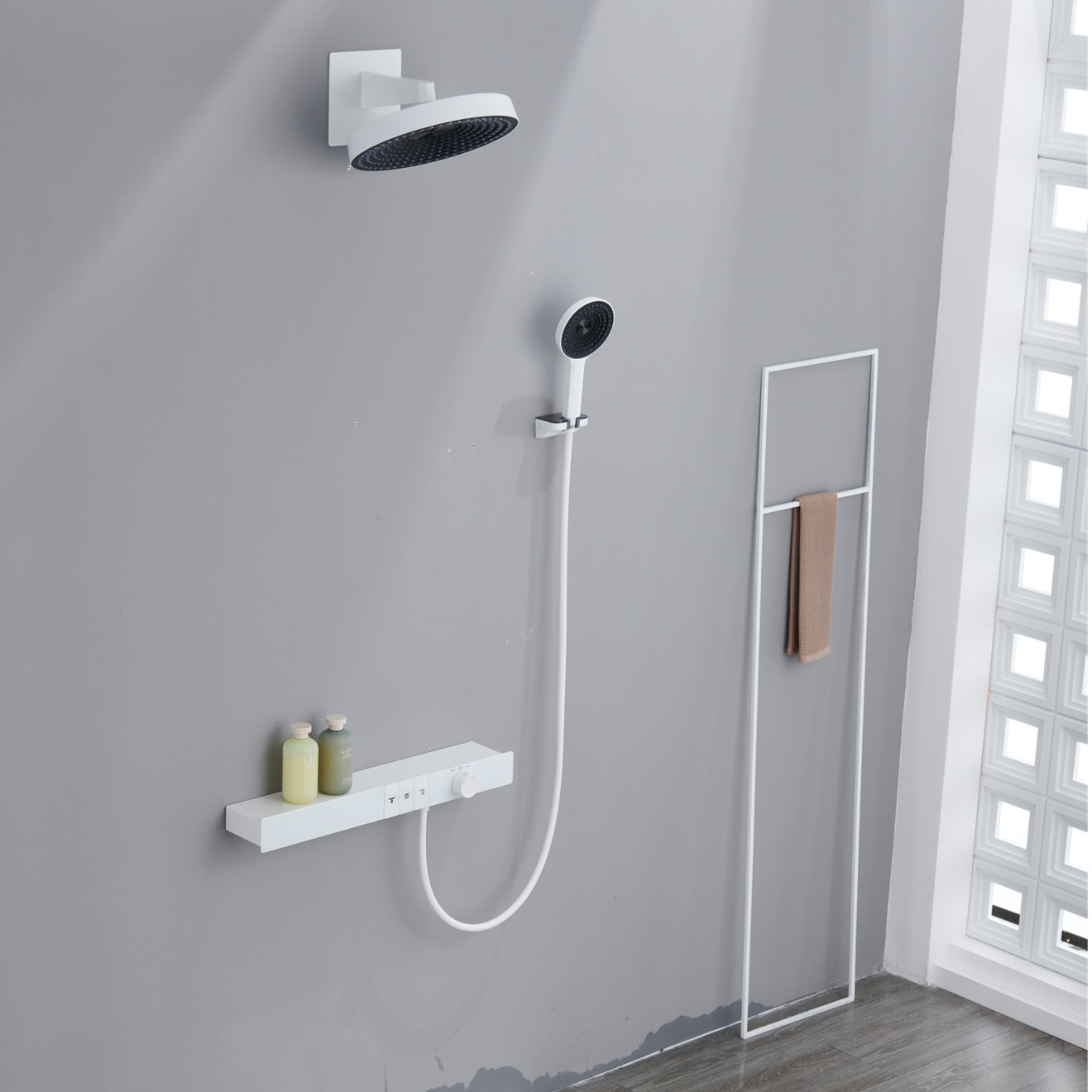 【慕梵卫浴】MF-A6轻奢风半暗装置物数显三功能全铜淋浴可调流量