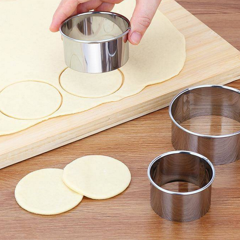 不锈钢饺子皮模具家用手工包饺子工具花式饼干蛋糕圆型工具三件套
