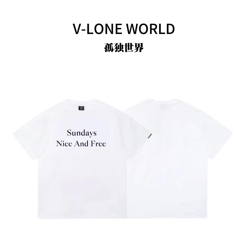V-LONE WORLD重磅270g字母肤感浆男女宽松短袖T恤休闲半袖
