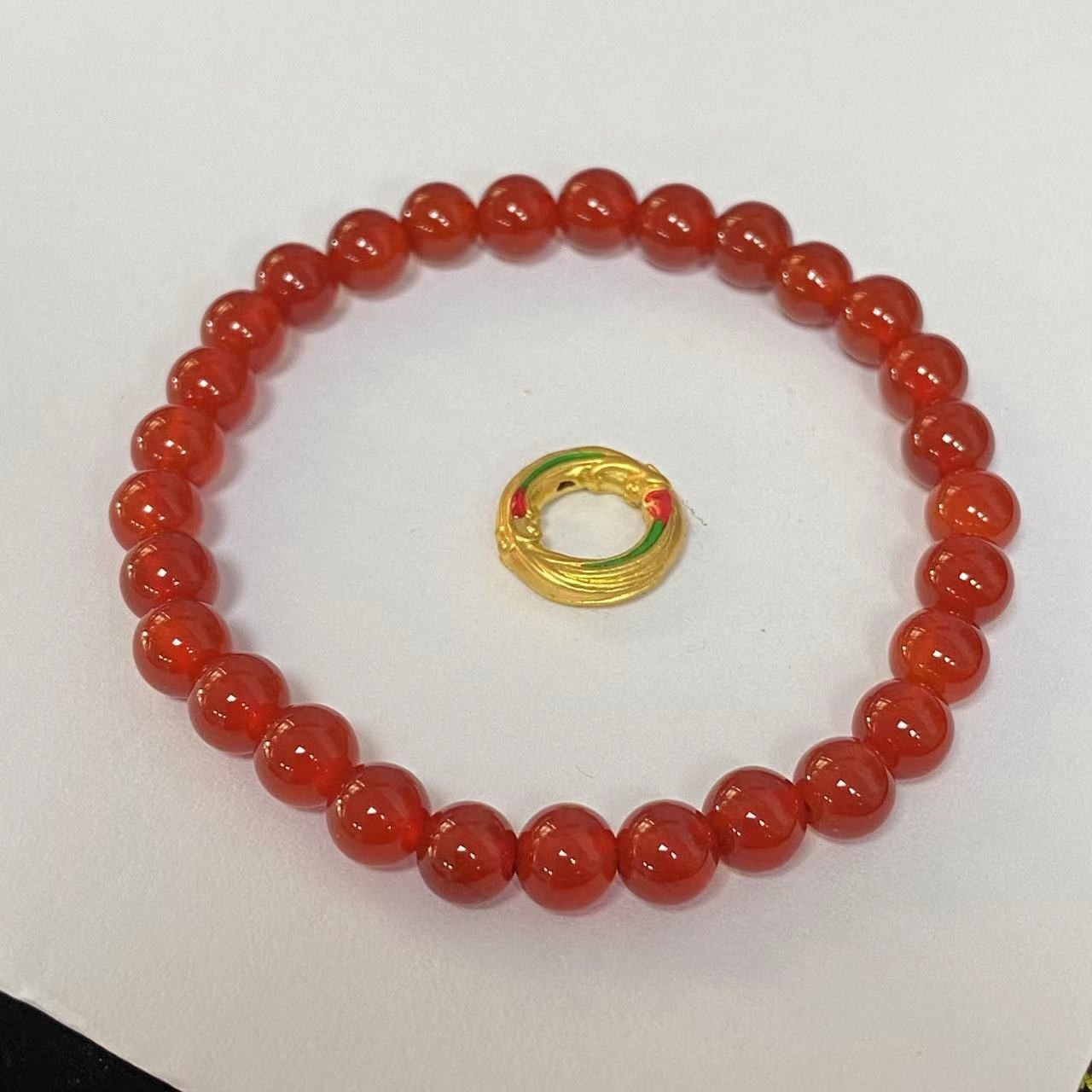 足金烧蓝凤扣玛 瑙手链时尚@@A316