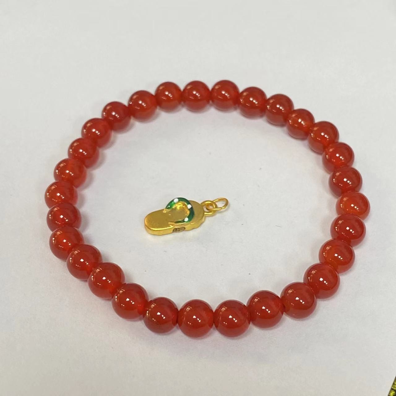 足金拖鞋玛 瑙手链时尚@@A226