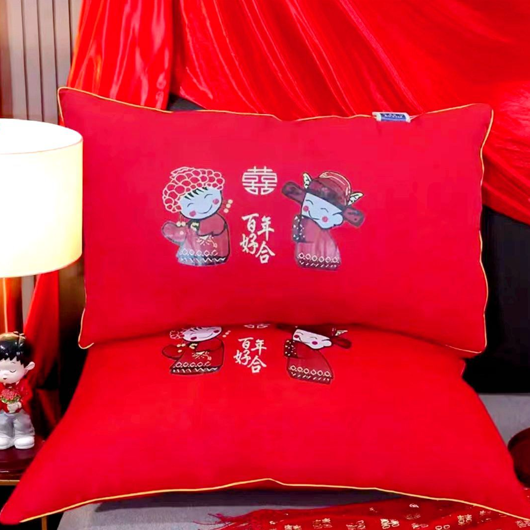 D&R【枕芯/靠枕芯】高端婚庆大红色枕芯靠枕芯六件套八件套配件芯