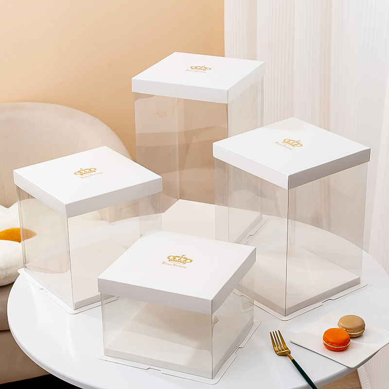食品级皇冠透明蛋糕盒工厂6寸8寸10寸12寸网红高档全透明加厚