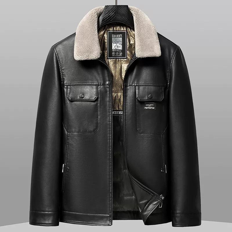 新款男士夹克厚款翻领秋冬商务外套