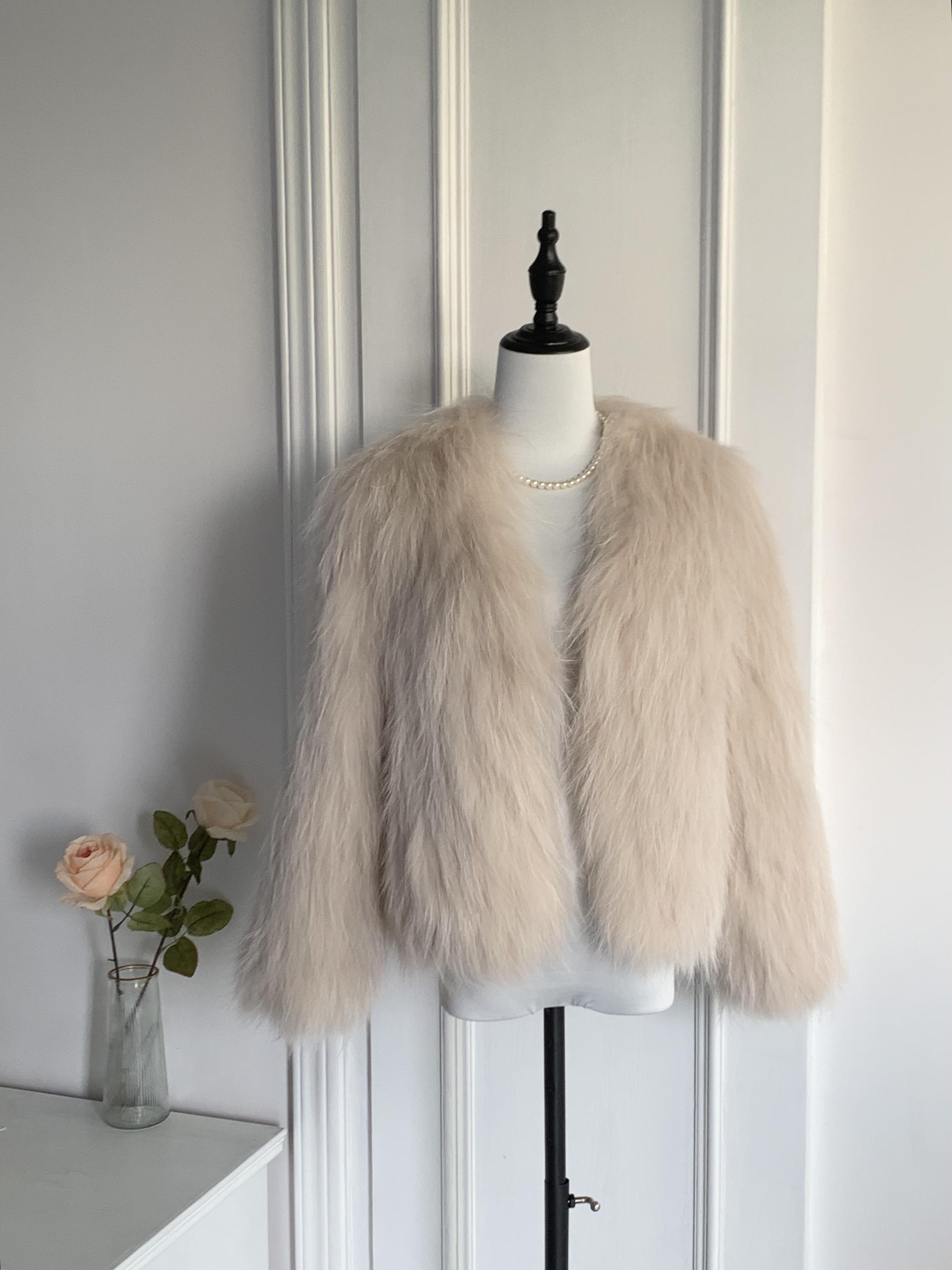 加密加厚貉子毛双面编织外套55、60 V领显瘦气质百搭