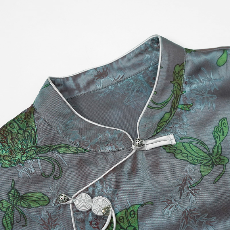 李心儿【香湖湾】新中式国风设计师蝴蝶提花时尚气质百搭上衣23150