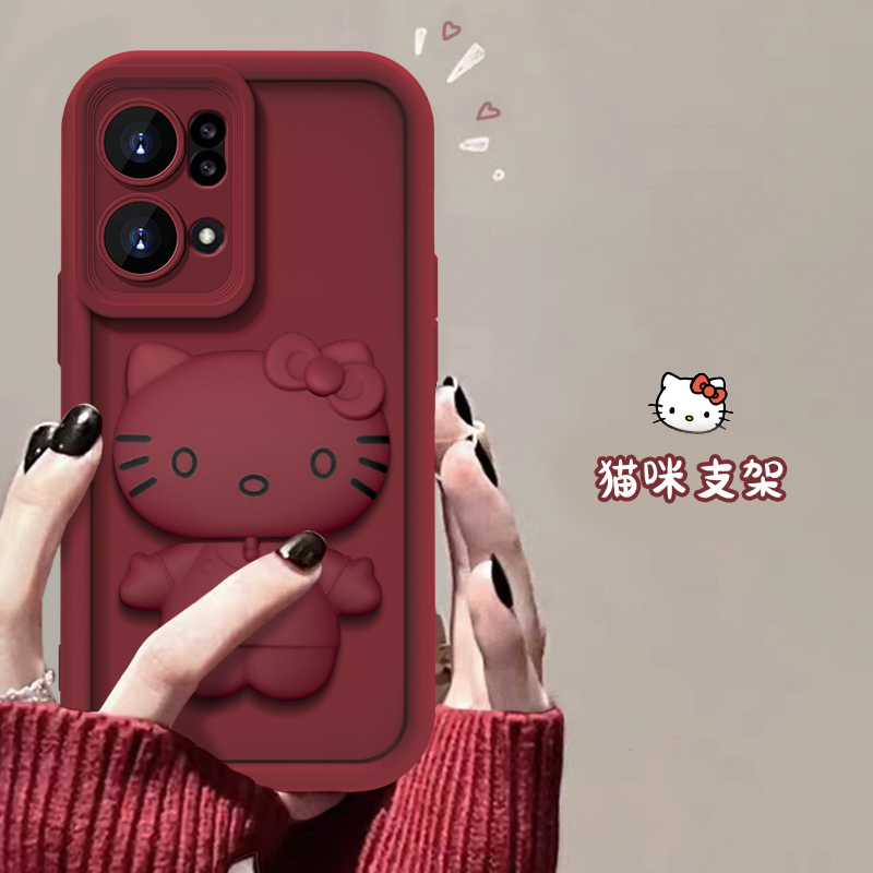 oppo Reno7Pro手机壳猫猫支架款网红爆款天眼硅胶全包防摔可爱女