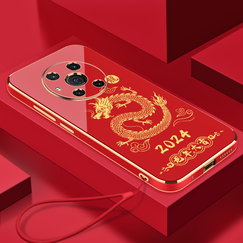 2024龙年大吉荣耀Magic3手机壳全包硅胶防摔电镀软壳【送挂绳】