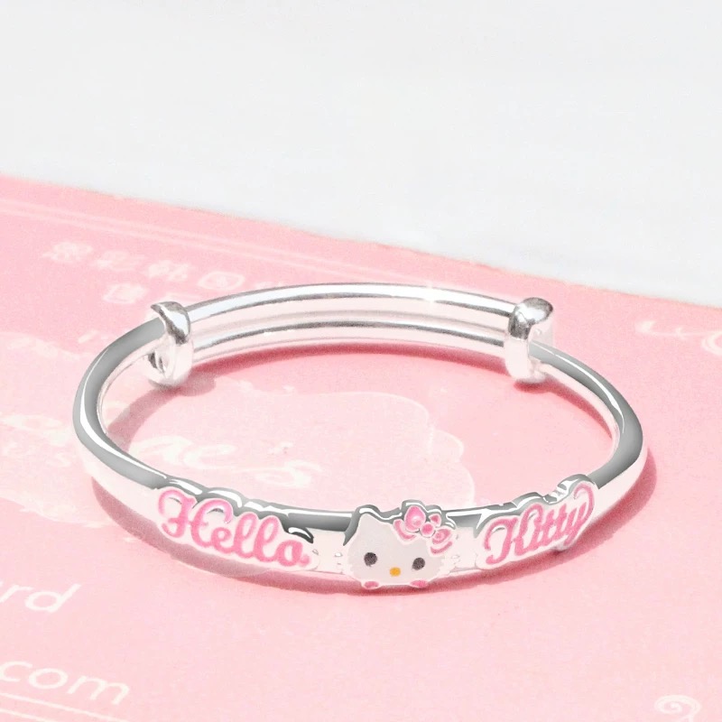 足银手镯 31号kt猫推拉实心足印手镯