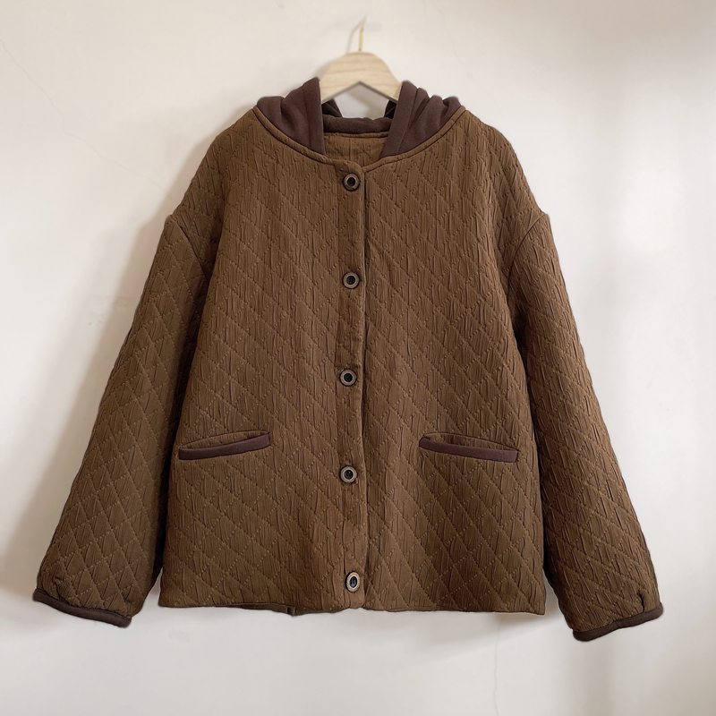 加厚保暖连帽休闲棉衣时尚百搭复古宽松2024冬季新款YX104848