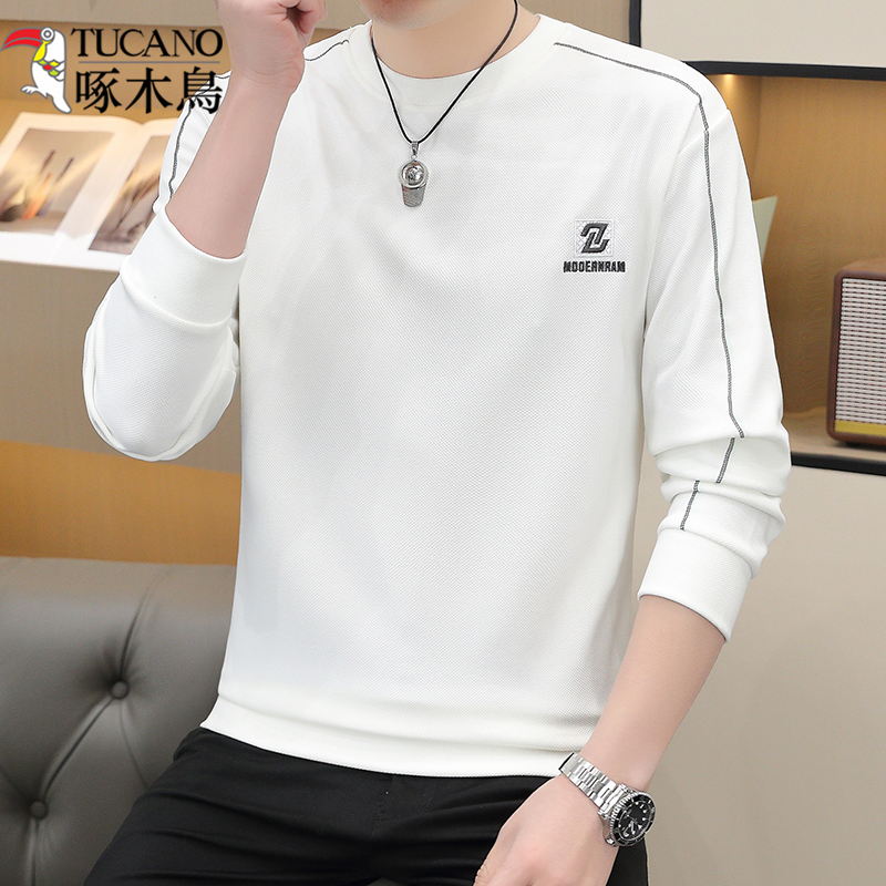 TUCANO/啄木鳥薄款卫衣男长袖圆领卫衣T恤秋季休闲上衣内搭打底衫