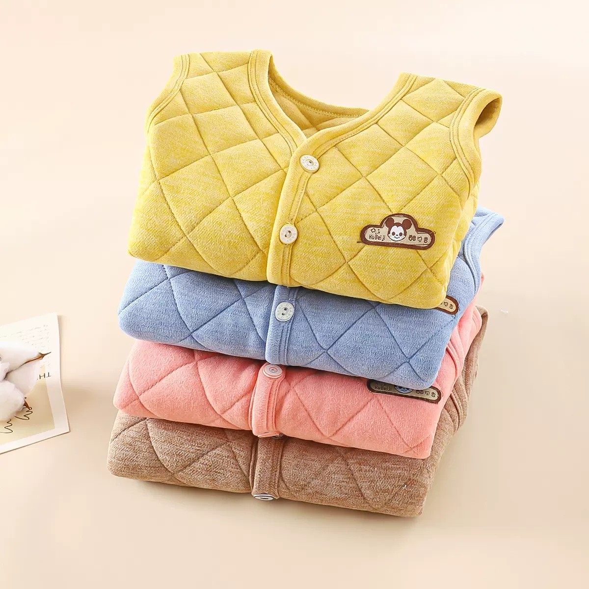 婴儿秋冬马甲外穿男女宝宝马甲幼儿童春秋三层夹棉保暖厚背心坎肩