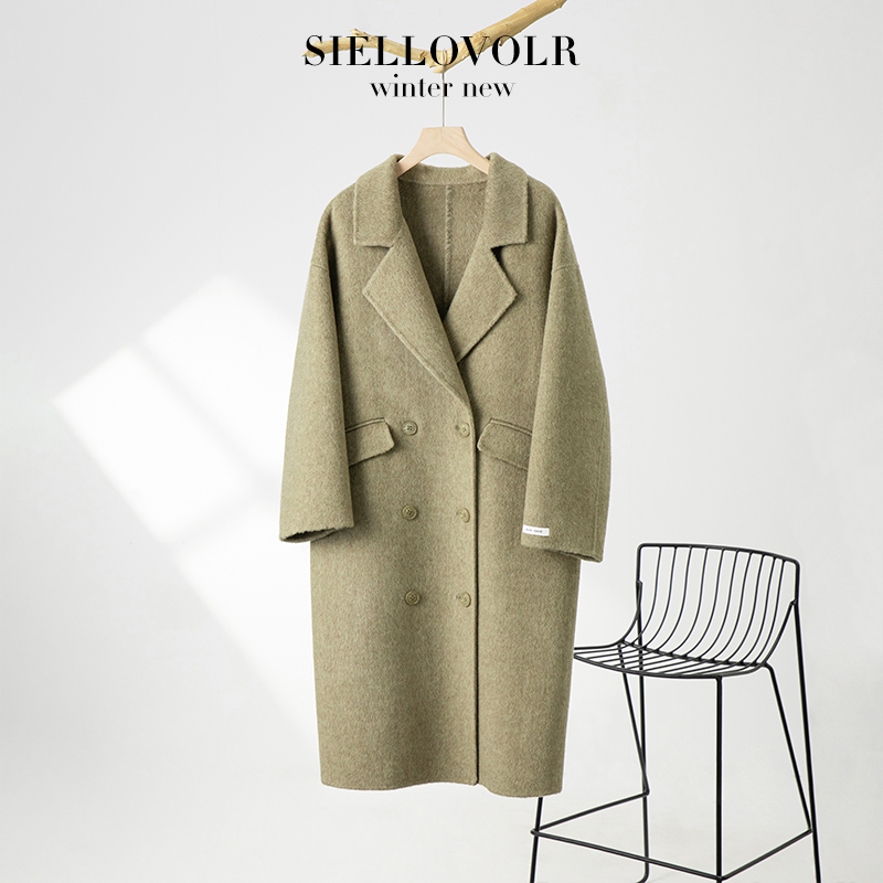 2-2024秋冬新款100%初剪羊毛宽松氛围感暖冬大衣纯手工休闲