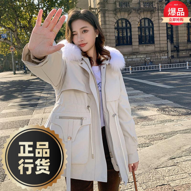 波司澄羽绒服新款爆款派克女士女款万人迷季真狐狸真兔毛可拆卸时