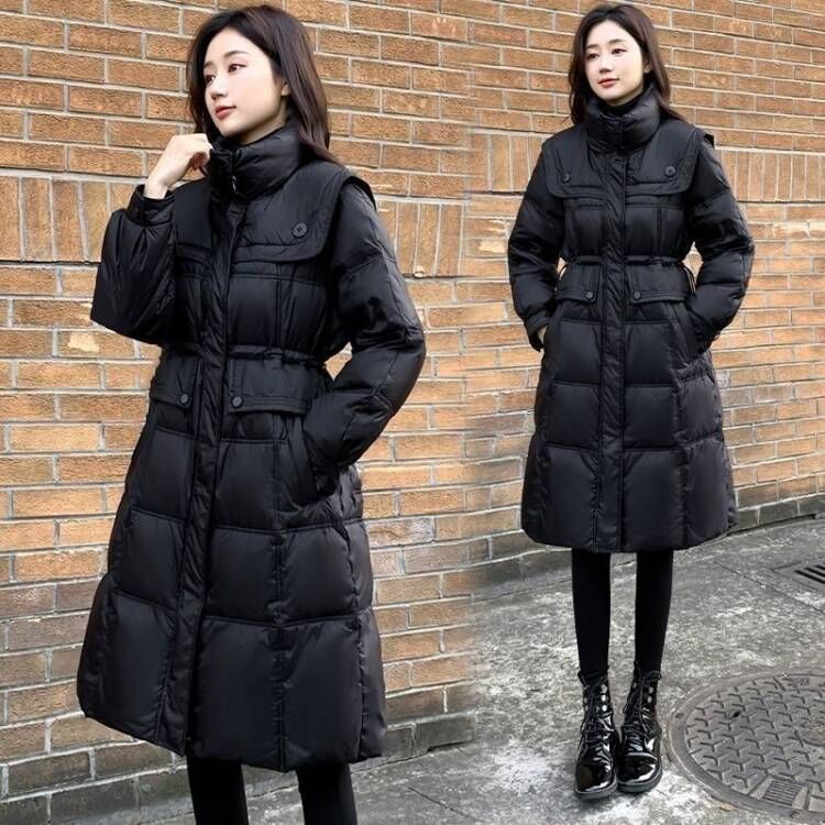 波司澄羽绒服新款爆款韩版羽绒女士女款中长款收腰显瘦海军领衣百