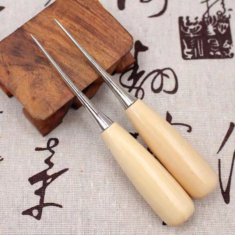 【子菲】锥子针全钢木柄实心老式扩孔大号打孔手工diy工具