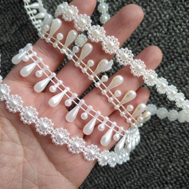 DIY手工配件发饰材料ABS材质圆形珍珠太阳花连接线水滴双排连接珠