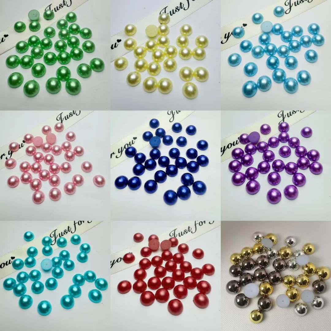 新款彩色金色银色半圆diy仿珍珠贴片半面珠